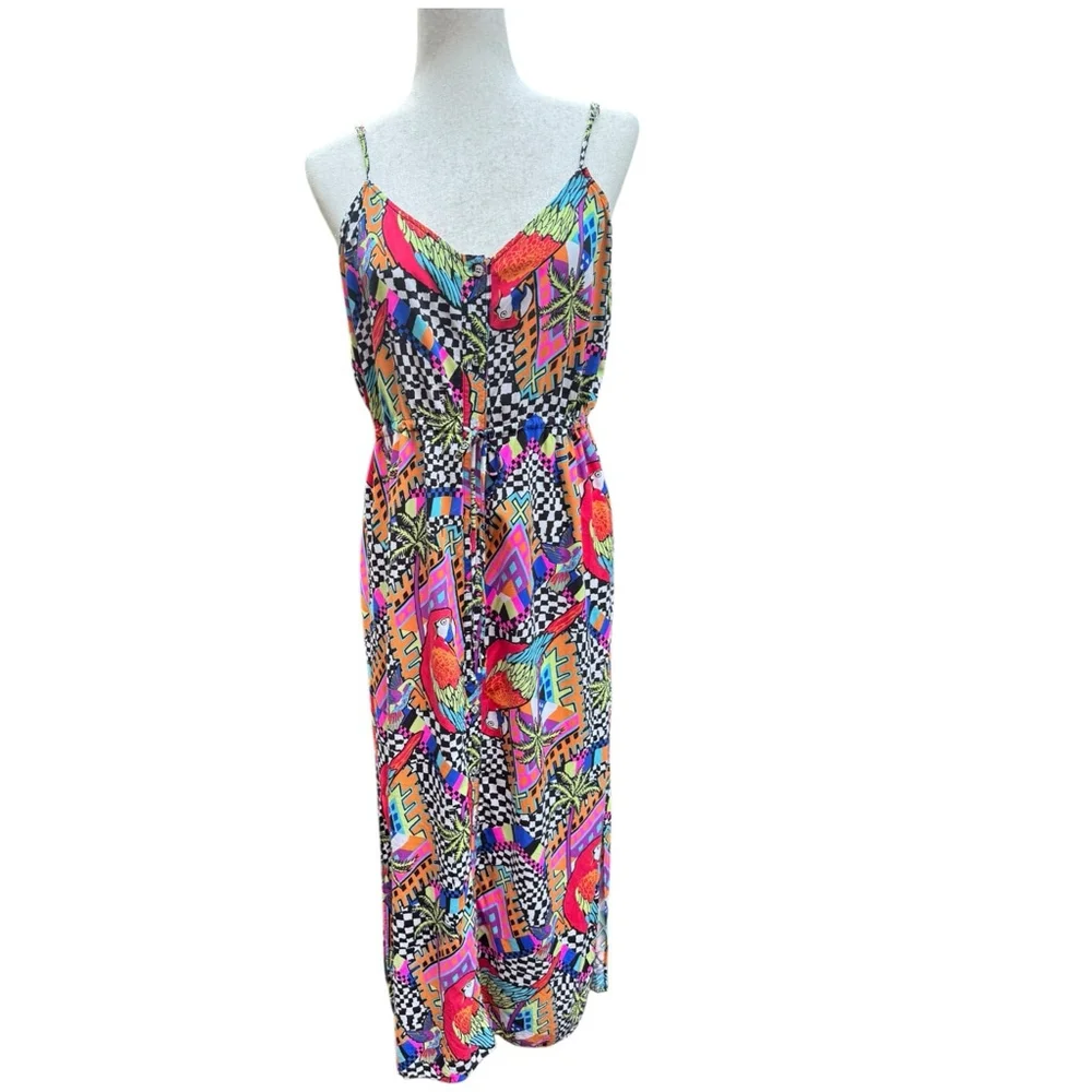 Mara Hoffman Swim Collection Parrot Print Midi Dress Size M – Tropical Festival - Picture 4 of 12